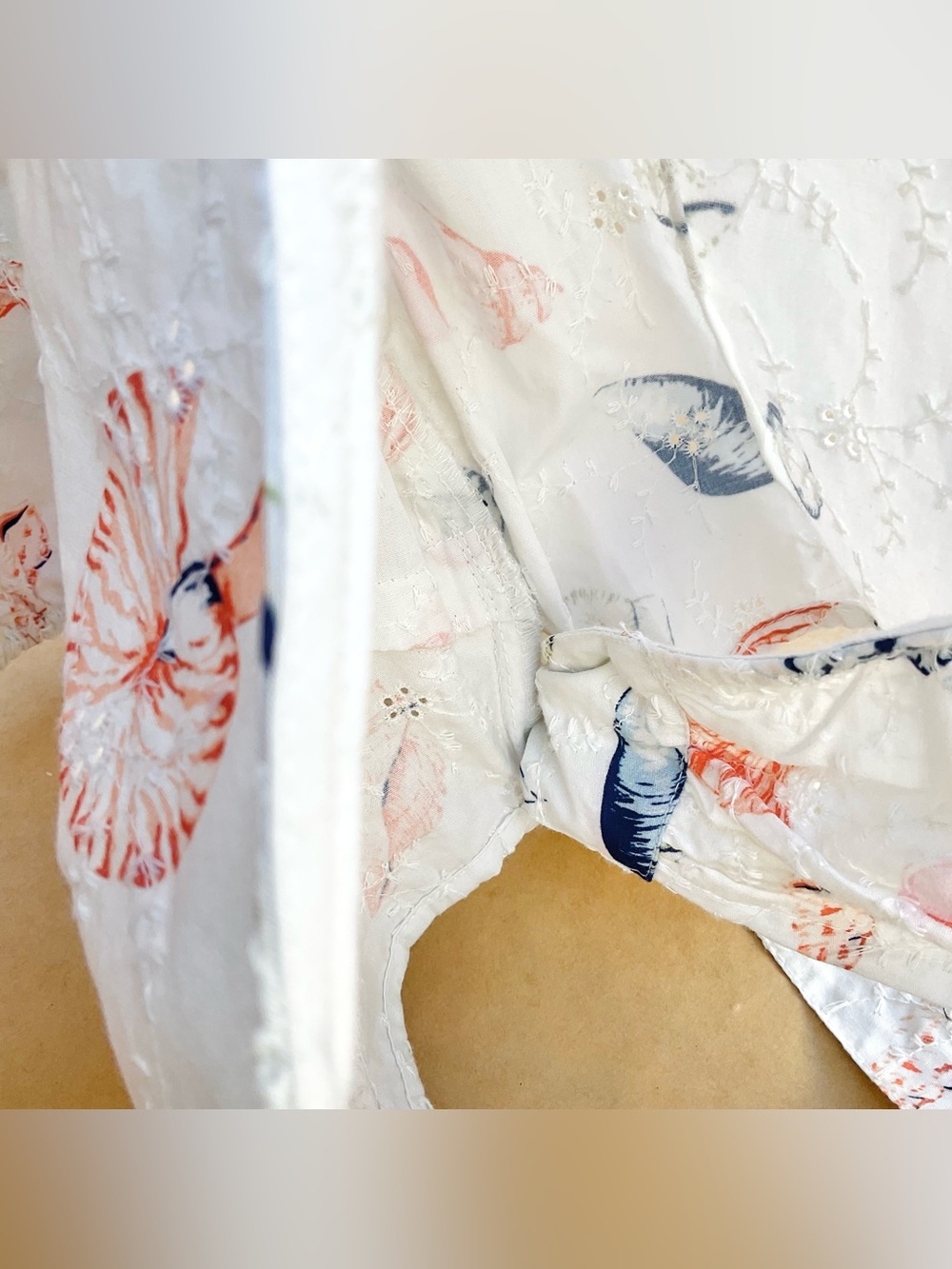 Anthro β Maeve Puff Sleeve Cotton Eyelet Wrap Crop Top White Seashell XS Petite - Picture 11 of 16
